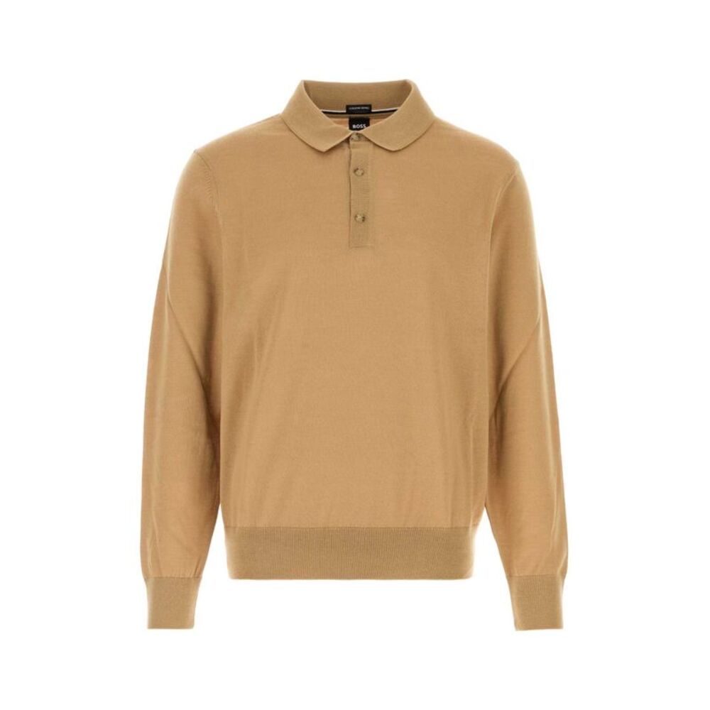 Boss Men Camel Wool Polo Shirt